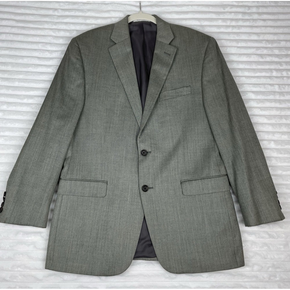Lauren Ralph Lauren Silk Wool Suit Coat Jacket Men's 40R Beige/Brown Herringbone